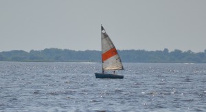 O'Day sailing on Lake Winneconne before being demasted, July 4th, 2013