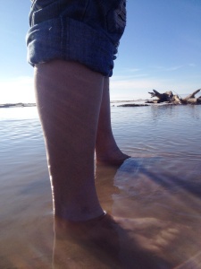 Bare feet in the sand, Utah Lake, January, Sandy Beach and the Spanish Fork River