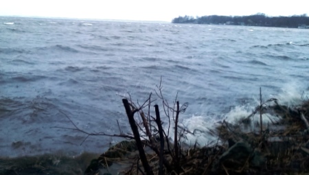 Lake Winneconne West Wind Whitecaps, just after ice out, March 2016