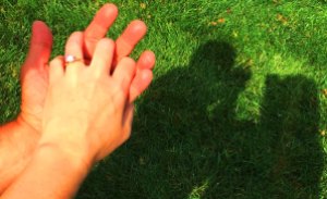 Bright ring, shadow on her field -- engagement