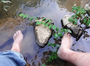 Soaking my feet and reconnecting with nature in West Chickamauga Creek